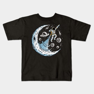 astronaut flying illustration Kids T-Shirt